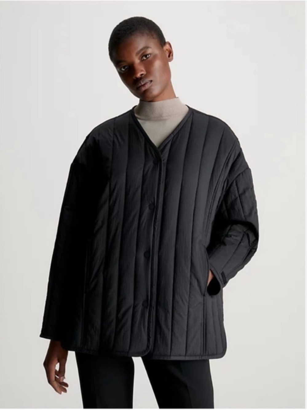 Women’s Calvin klein black verticals quilted jacket size small